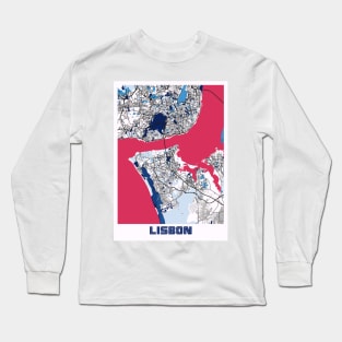 Lisbon - Portugal MilkTea City Map Long Sleeve T-Shirt